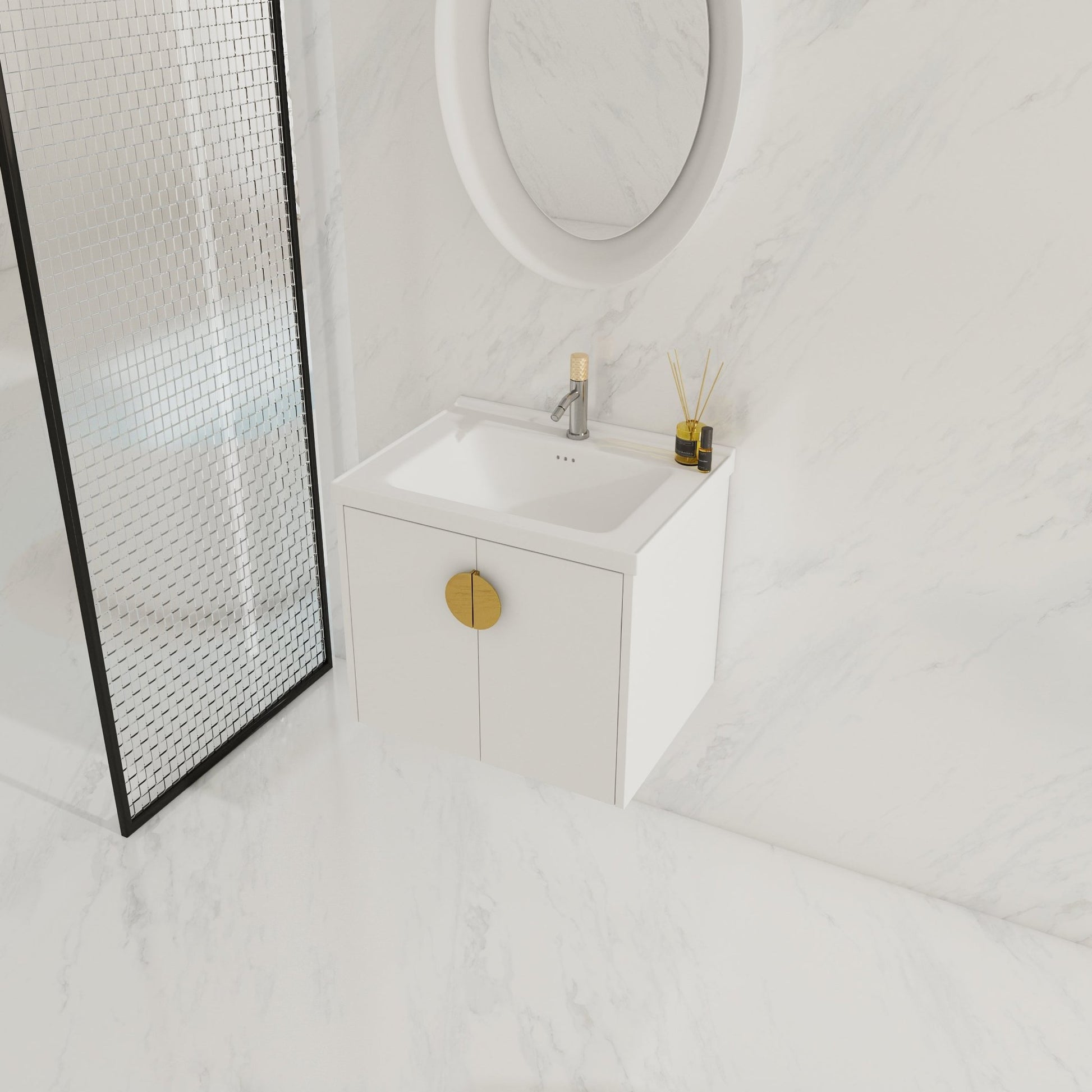 24 Inch Soft Close Doors Bathroom Vanity With Sink, For Small Bathroom (KD - Packing) - 1st Choice Furniture Direct