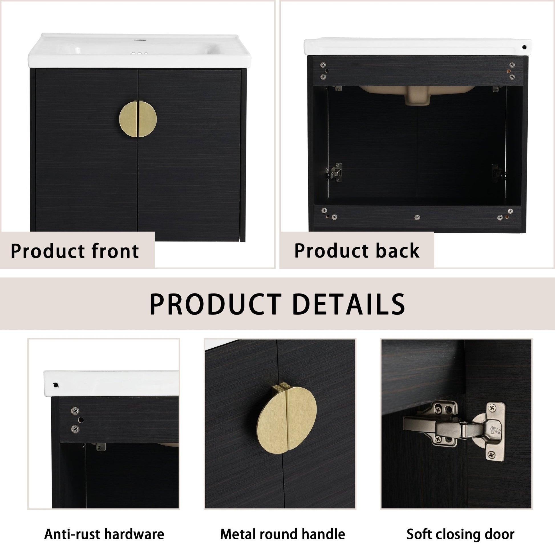 24 Inch Soft Close Doors Bathroom Vanity With Sink, For Small Bathroom,(KD - Packing) - 1st Choice Furniture Direct