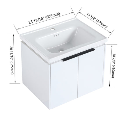 24 Inch Soft Close Doors Bathroom Vanity With Sink, Suitable For Small Bathroom - 1st Choice Furniture Direct