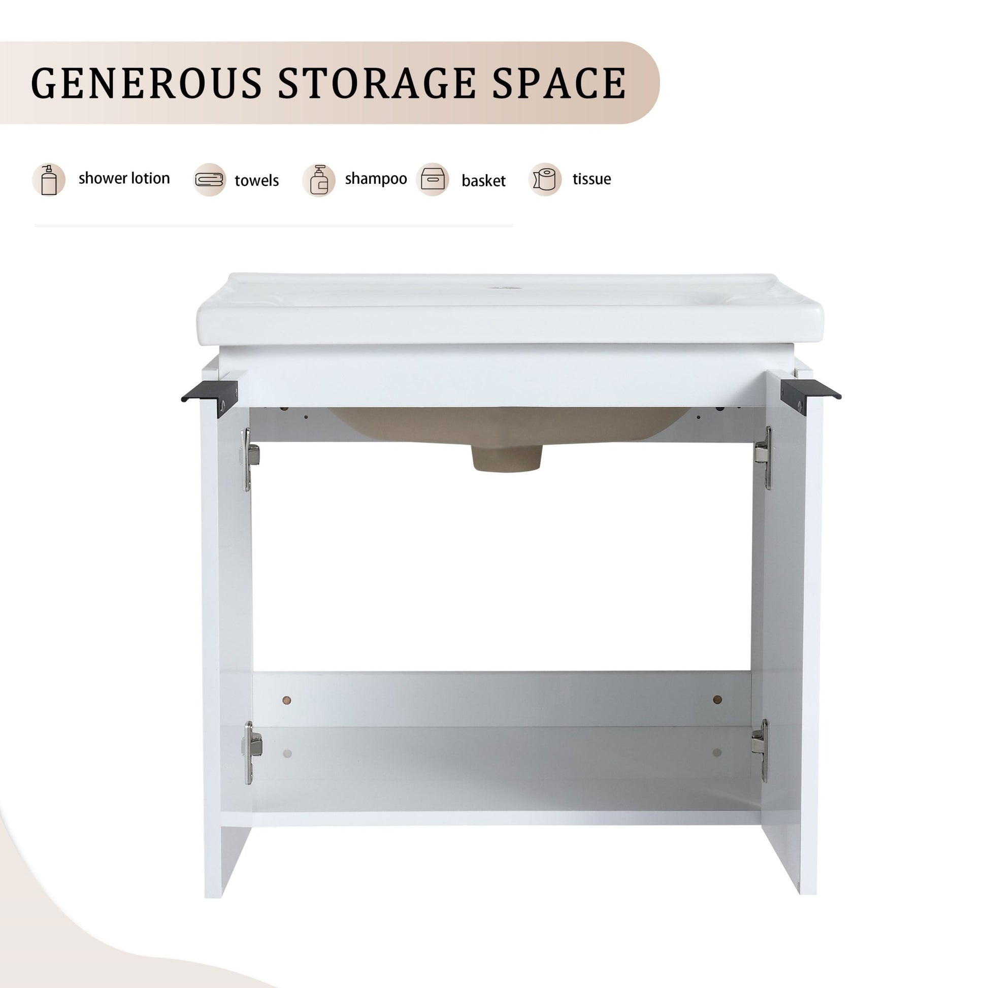 24 Inch Soft Close Doors Bathroom Vanity With Sink, Suitable For Small Bathroom - 1st Choice Furniture Direct