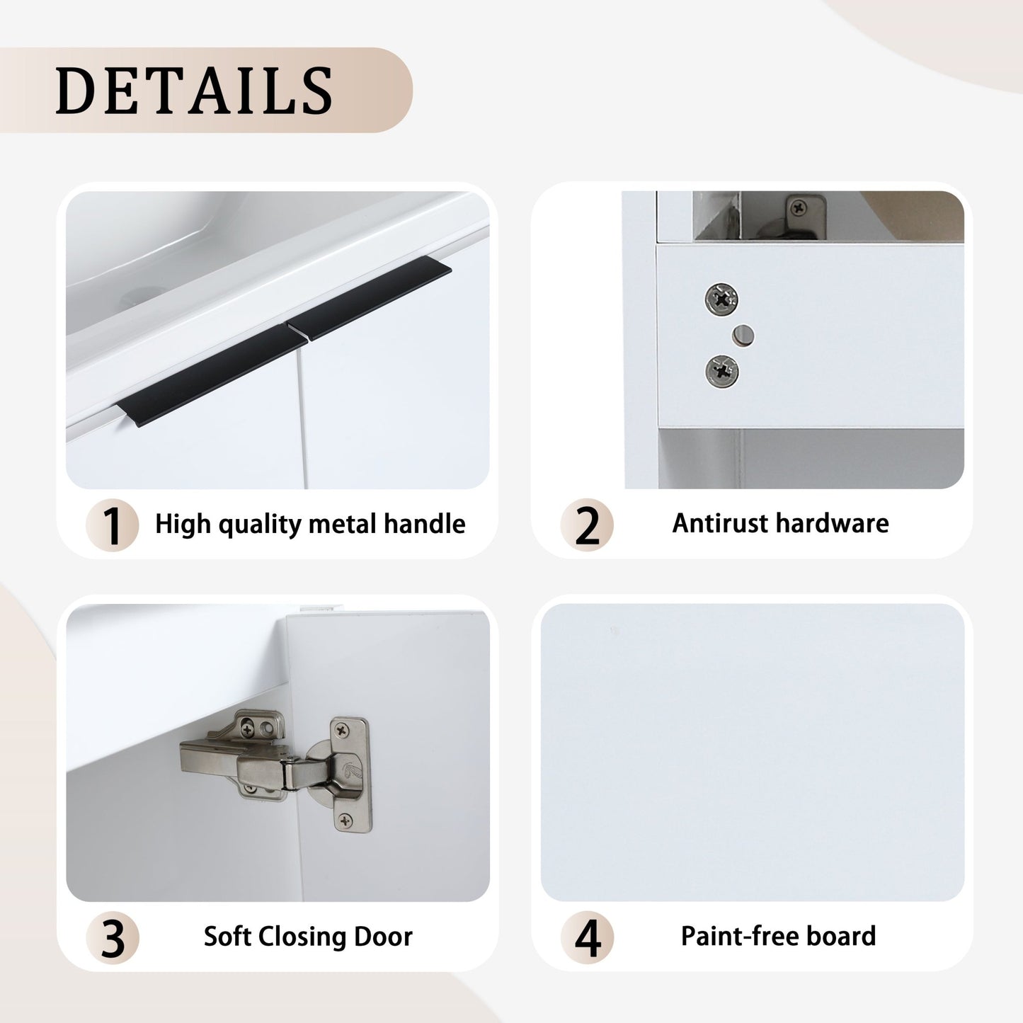 24 Inch Soft Close Doors Bathroom Vanity With Sink, Suitable For Small Bathroom - 1st Choice Furniture Direct