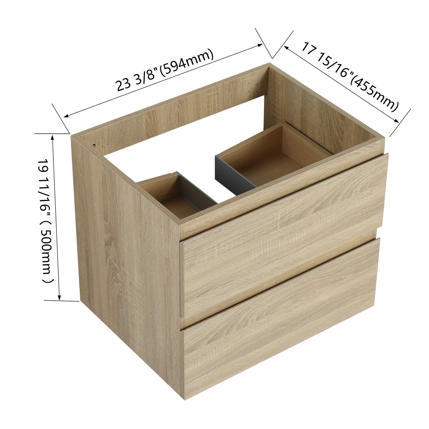 24' Wall - Mounted Bathroom Vanity (Only the Cabinet Body) - BVB01924LTO - 2 - 1st Choice Furniture Direct