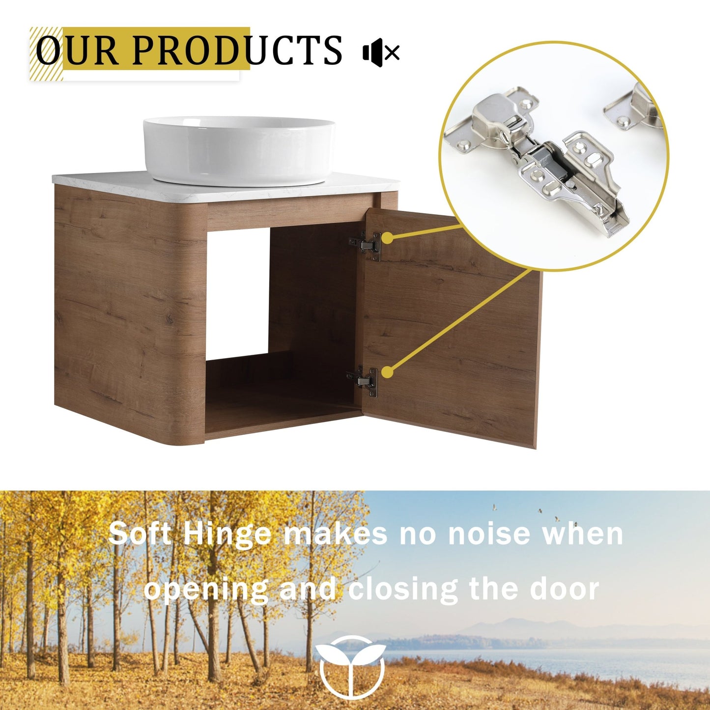 24'' Wall - Mounted Bathroom Vanity With Ceramic Art Sink & 1 - Soft - Close Door, KD - Packing, Plywood - 1st Choice Furniture Direct