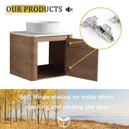 24'' Wall - Mounted Bathroom Vanity With Ceramic Art Sink & 1 - Soft - Close Door, KD - Packing, Plywood - 1st Choice Furniture Direct