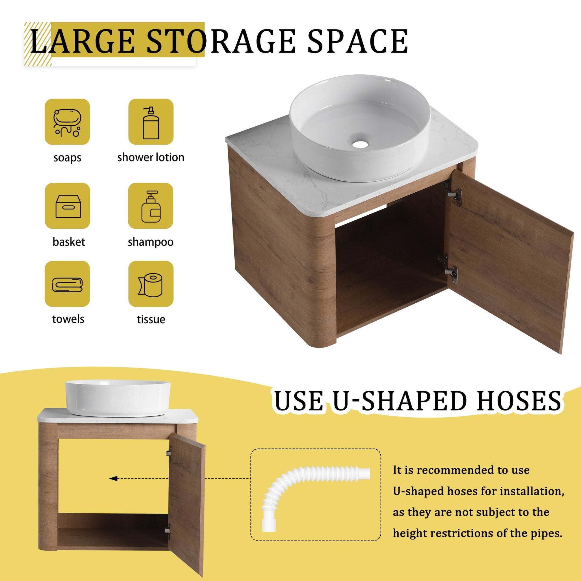 24'' Wall - Mounted Bathroom Vanity With Ceramic Art Sink & 1 - Soft - Close Door, KD - Packing, Plywood - 1st Choice Furniture Direct