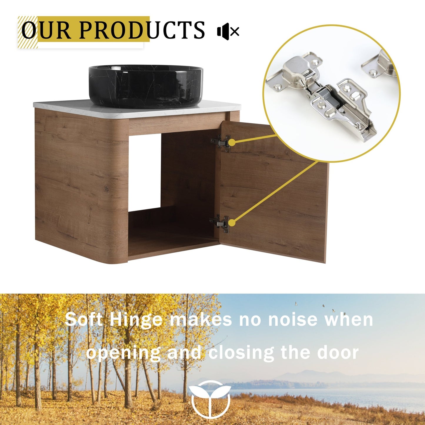24'' Wall - Mounted Bathroom Vanity With Ceramic Art Sink & 1 - Soft - Close Door, KD - Packing, Plywood - 1st Choice Furniture Direct