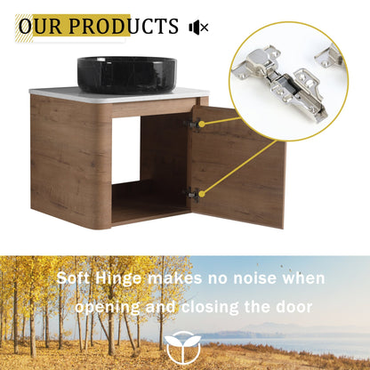 24'' Wall - Mounted Bathroom Vanity With Ceramic Art Sink & 1 - Soft - Close Door, KD - Packing, Plywood - 1st Choice Furniture Direct