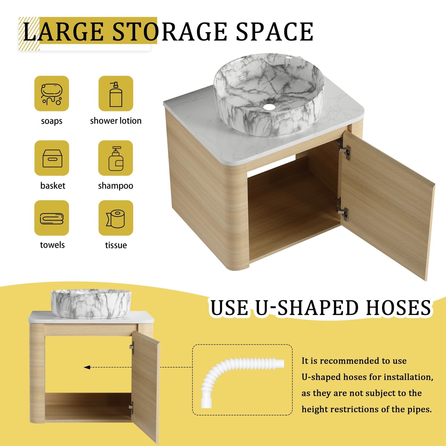 24'' Wall - Mounted Bathroom Vanity With Ceramic Art Sink & 1 - Soft - Close Door, KD - Packing, Plywood - 1st Choice Furniture Direct