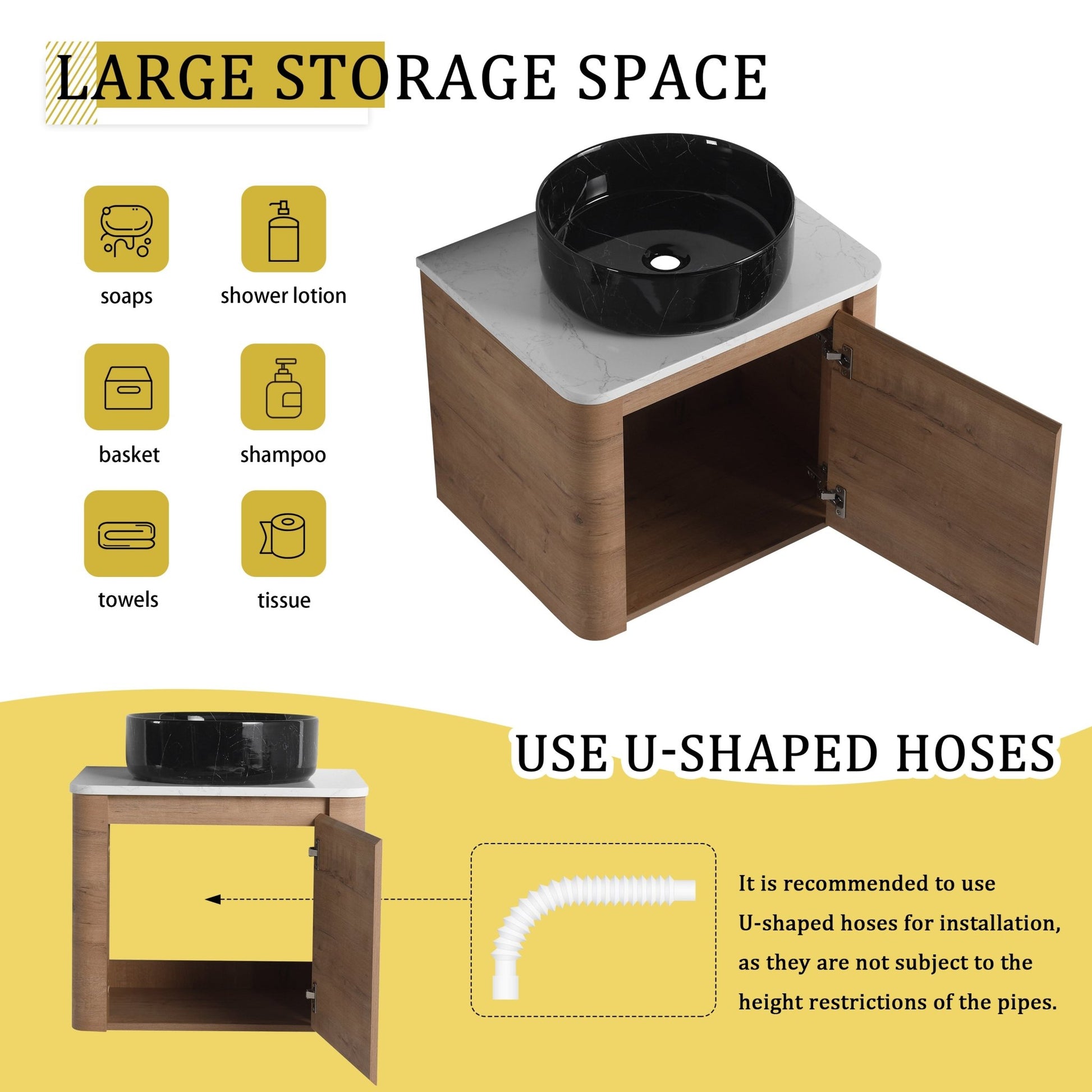 24'' Wall - Mounted Bathroom Vanity With Ceramic Art Sink & 1 - Soft - Close Door, KD - Packing, Plywood - 1st Choice Furniture Direct