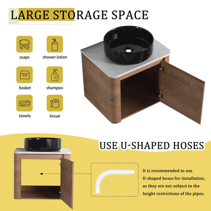 24'' Wall - Mounted Bathroom Vanity With Ceramic Art Sink & 1 - Soft - Close Door, KD - Packing, Plywood - 1st Choice Furniture Direct