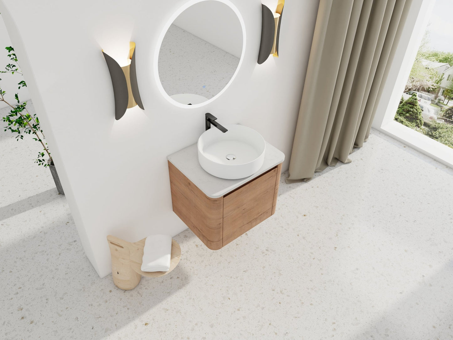 24'' Wall - Mounted Bathroom Vanity With Ceramic Art Sink & 1 - Soft - Close Door, KD - Packing, Plywood - 1st Choice Furniture Direct