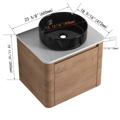 24'' Wall - Mounted Bathroom Vanity With Ceramic Art Sink & 1 - Soft - Close Door, KD - Packing, Plywood - 1st Choice Furniture Direct