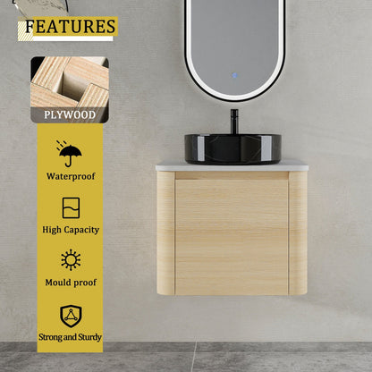 24'' Wall - Mounted Bathroom Vanity With Ceramic Art Sink & 1 - Soft - Close Door, KD - Packing, Plywood - 1st Choice Furniture Direct