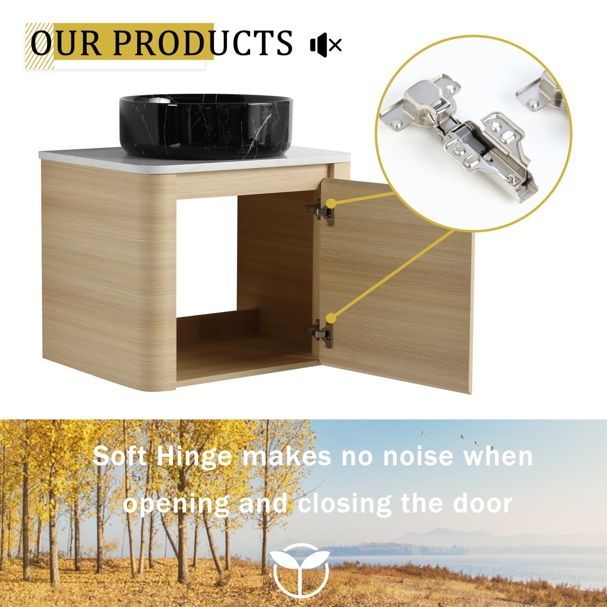 24'' Wall - Mounted Bathroom Vanity With Ceramic Art Sink & 1 - Soft - Close Door, KD - Packing, Plywood - 1st Choice Furniture Direct