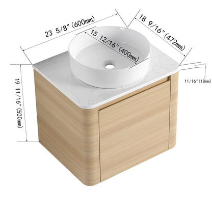 24'' Wall - Mounted Bathroom Vanity With Ceramic Art Sink & 1 - Soft - Close Door, KD - Packing, Plywood - 1st Choice Furniture Direct