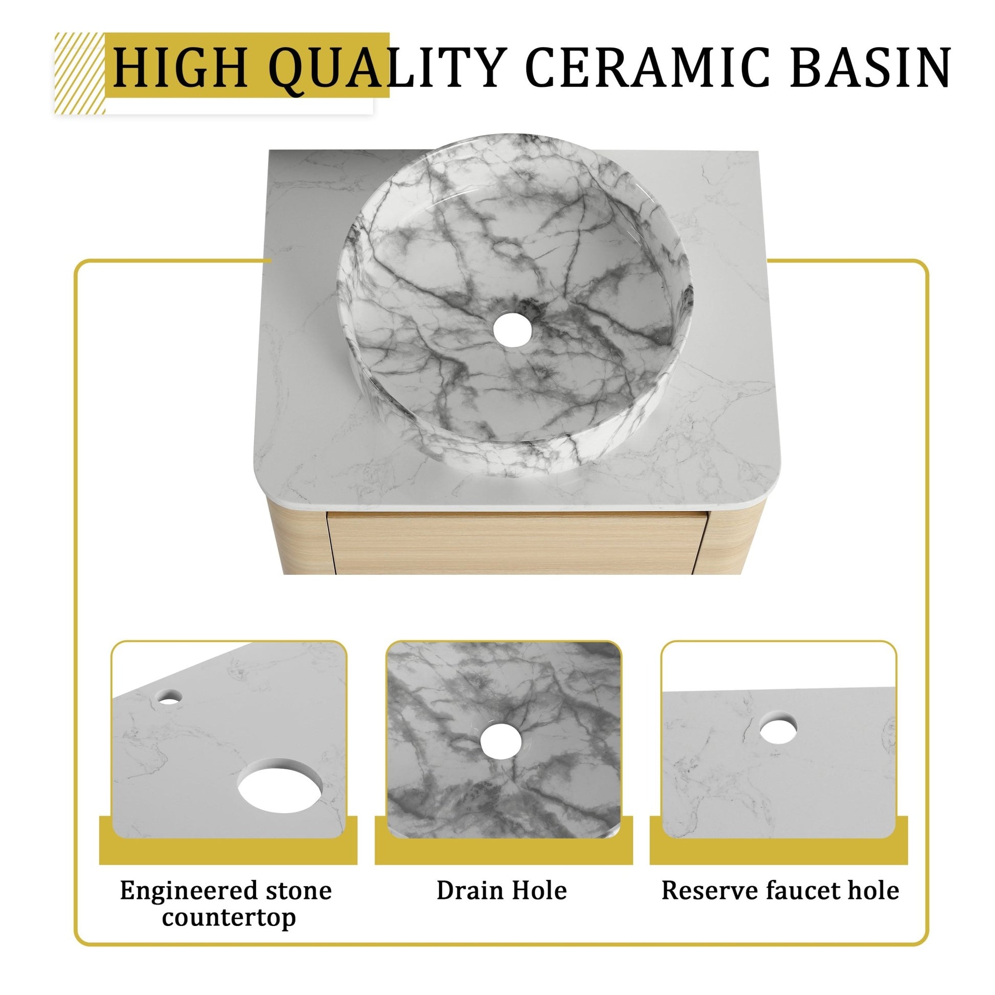 24'' Wall - Mounted Bathroom Vanity With Ceramic Art Sink & 1 - Soft - Close Door, KD - Packing, Plywood - 1st Choice Furniture Direct