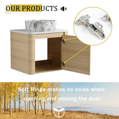 24'' Wall - Mounted Bathroom Vanity With Ceramic Art Sink & 1 - Soft - Close Door, KD - Packing, Plywood - 1st Choice Furniture Direct