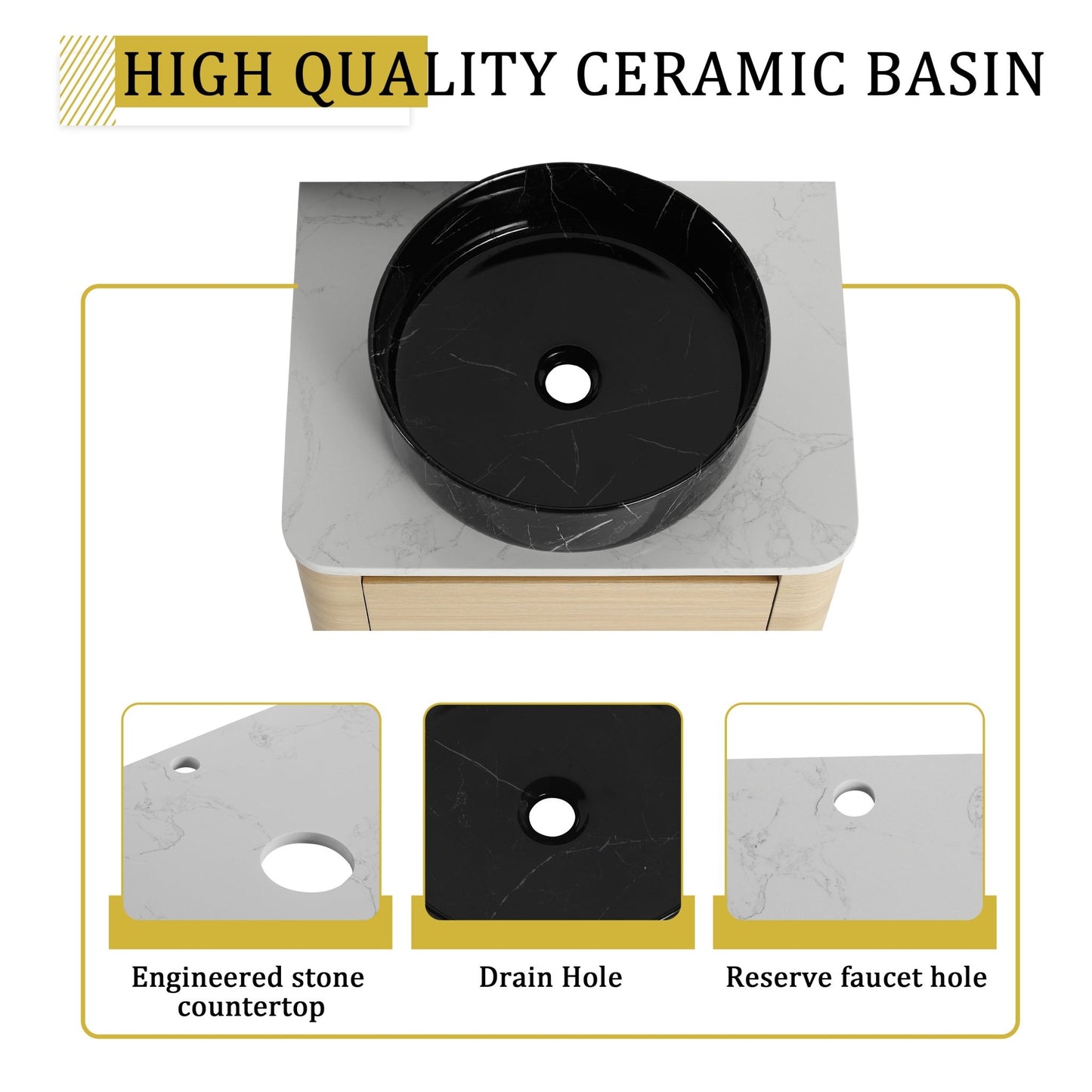 24'' Wall - Mounted Bathroom Vanity With Ceramic Art Sink & 1 - Soft - Close Door, KD - Packing, Plywood - 1st Choice Furniture Direct