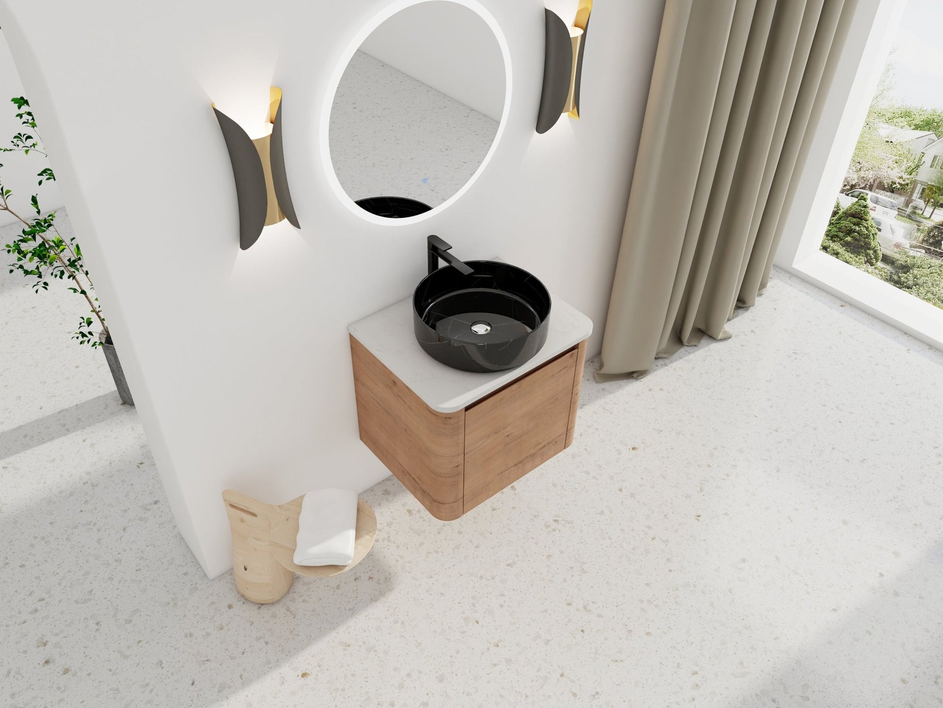 24'' Wall - Mounted Bathroom Vanity With Ceramic Art Sink & 1 - Soft - Close Door, KD - Packing, Plywood - 1st Choice Furniture Direct