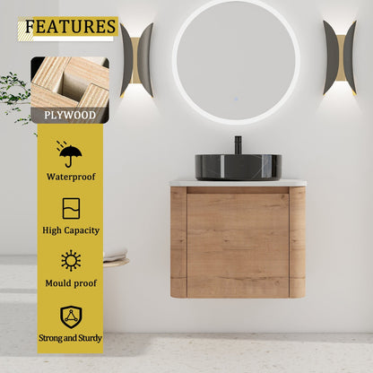 24'' Wall - Mounted Bathroom Vanity With Ceramic Art Sink & 1 - Soft - Close Door, KD - Packing, Plywood - 1st Choice Furniture Direct
