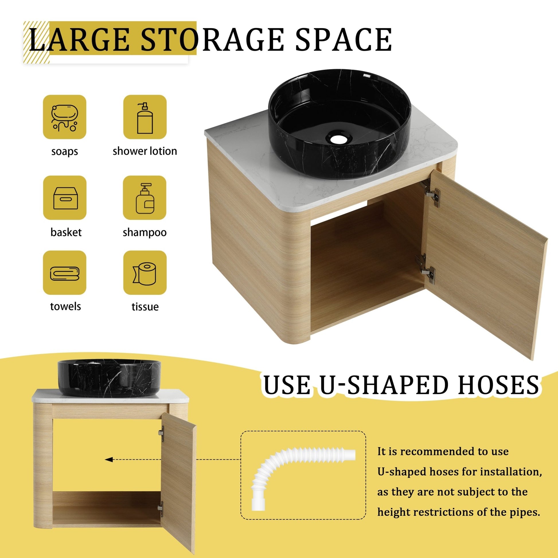24'' Wall - Mounted Bathroom Vanity With Ceramic Art Sink & 1 - Soft - Close Door, KD - Packing, Plywood - 1st Choice Furniture Direct