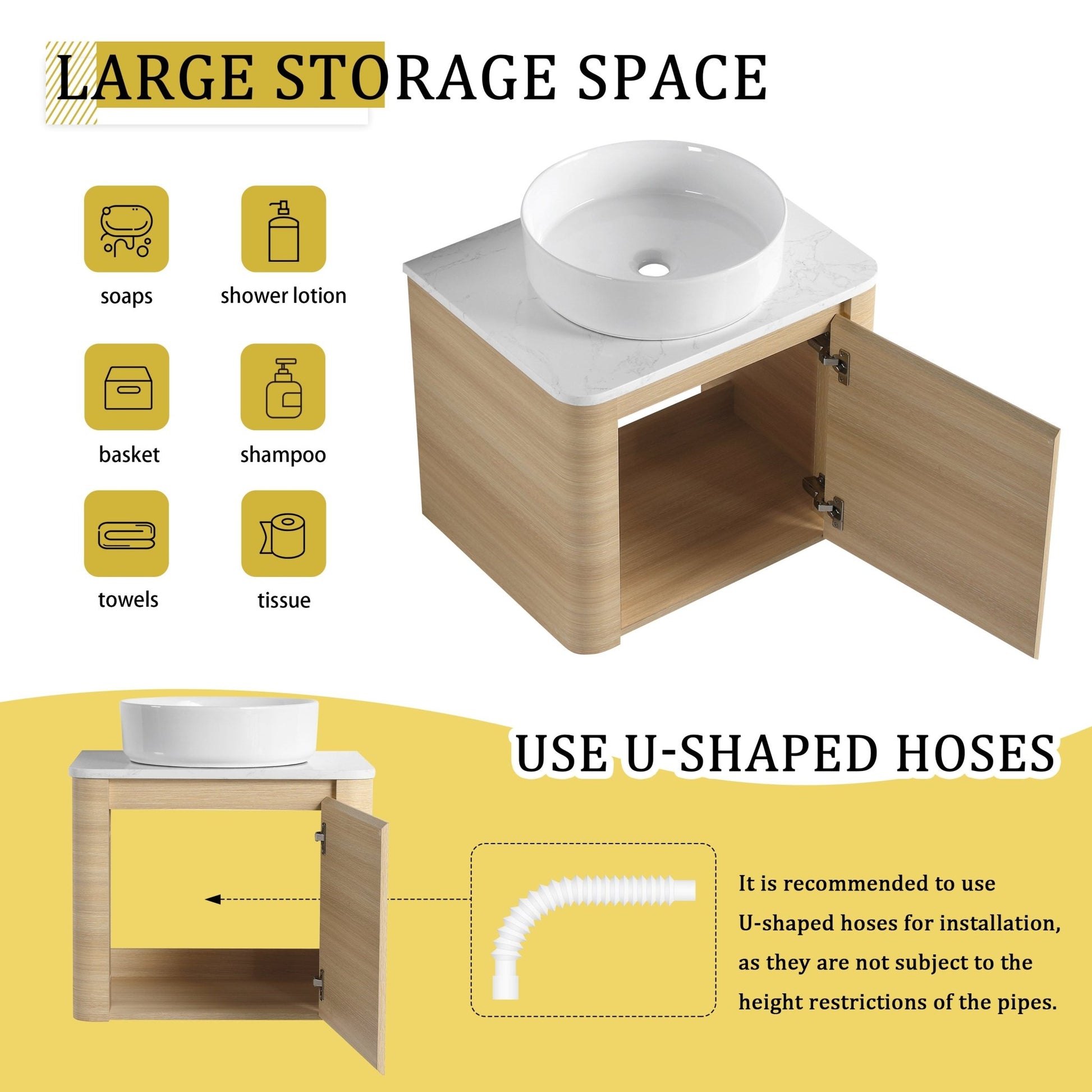 24'' Wall - Mounted Bathroom Vanity With Ceramic Art Sink & 1 - Soft - Close Door, KD - Packing, Plywood - 1st Choice Furniture Direct