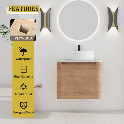 24'' Wall - Mounted Bathroom Vanity With Ceramic Art Sink & 1 - Soft - Close Door, KD - Packing, Plywood - 1st Choice Furniture Direct
