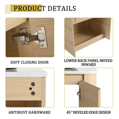 24'' Wall - Mounted Bathroom Vanity With Ceramic Art Sink & 1 - Soft - Close Door, KD - Packing, Plywood - 1st Choice Furniture Direct