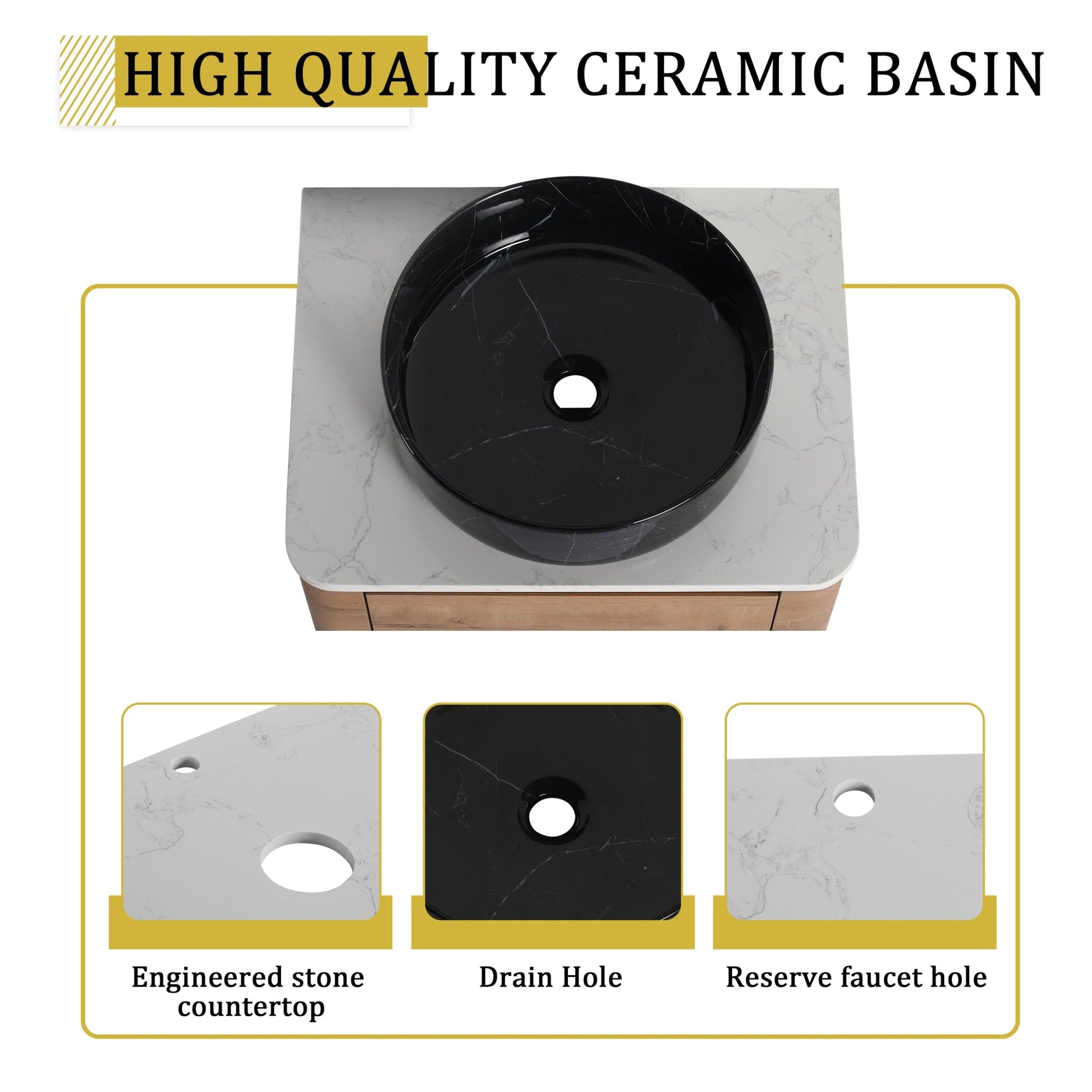 24'' Wall - Mounted Bathroom Vanity With Ceramic Art Sink & 1 - Soft - Close Door, KD - Packing, Plywood - 1st Choice Furniture Direct