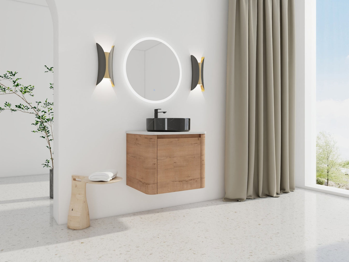24'' Wall - Mounted Bathroom Vanity With Ceramic Art Sink & 1 - Soft - Close Door, KD - Packing, Plywood - 1st Choice Furniture Direct
