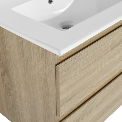 24' Wall - Mounted Bathroom Vanity With Ceramic Sink, 2 - Soft Close Drawers, KD - Package - 1st Choice Furniture Direct