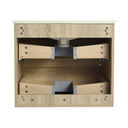 24' Wall - Mounted Bathroom Vanity With Ceramic Sink, 2 - Soft Close Drawers, KD - Package - 1st Choice Furniture Direct