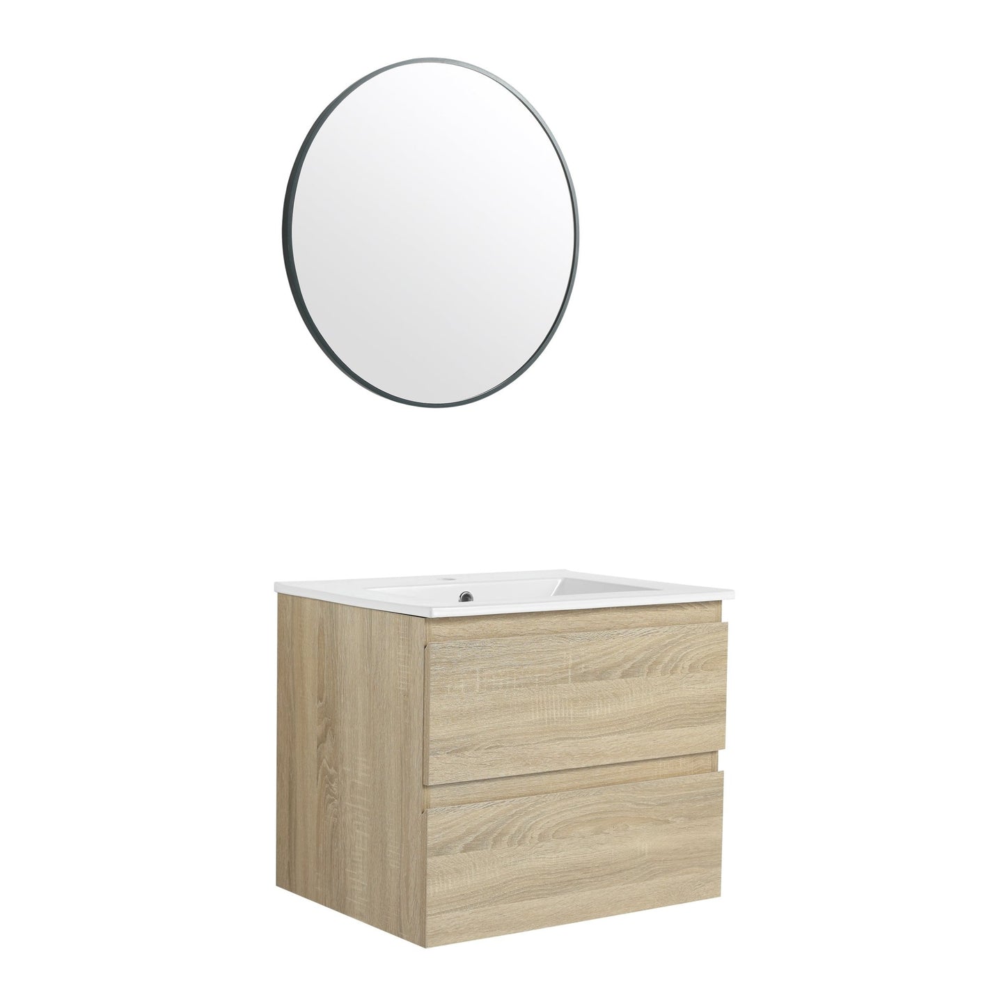 24' Wall - Mounted Bathroom Vanity With Ceramic Sink, 2 - Soft Close Drawers, KD - Package - 1st Choice Furniture Direct