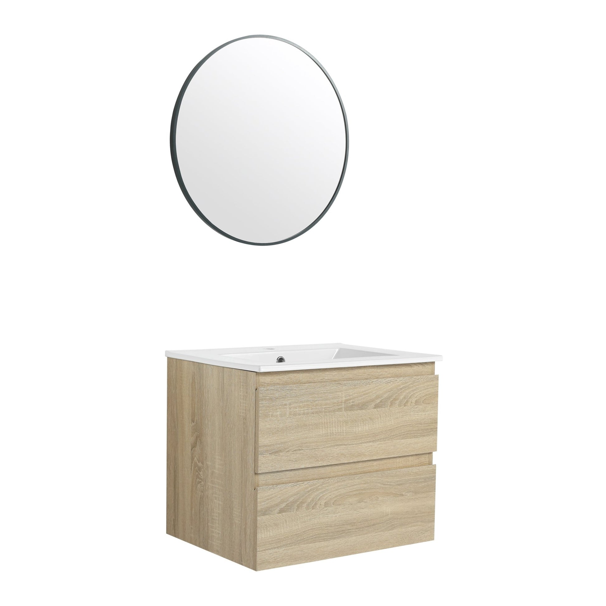24' Wall - Mounted Bathroom Vanity With Ceramic Sink, 2 - Soft Close Drawers, KD - Package - 1st Choice Furniture Direct
