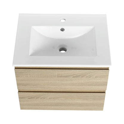 24' Wall - Mounted Bathroom Vanity With Ceramic Sink, 2 - Soft Close Drawers, KD - Package - 1st Choice Furniture Direct