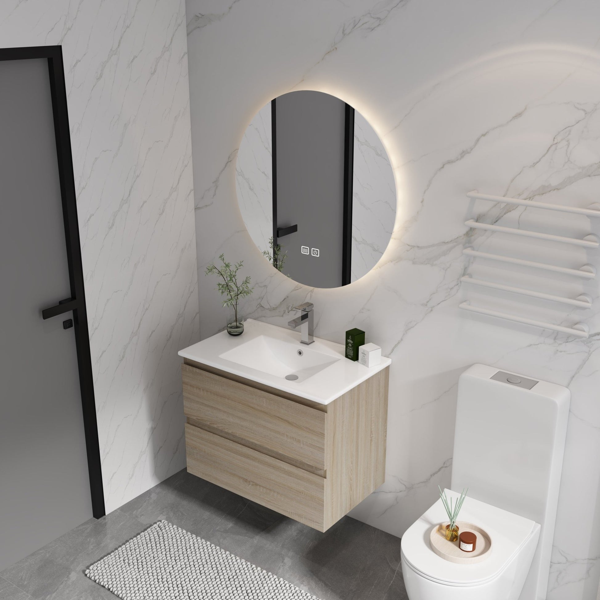 24' Wall - Mounted Bathroom Vanity With Ceramic Sink, 2 - Soft Close Drawers, KD - Package - 1st Choice Furniture Direct