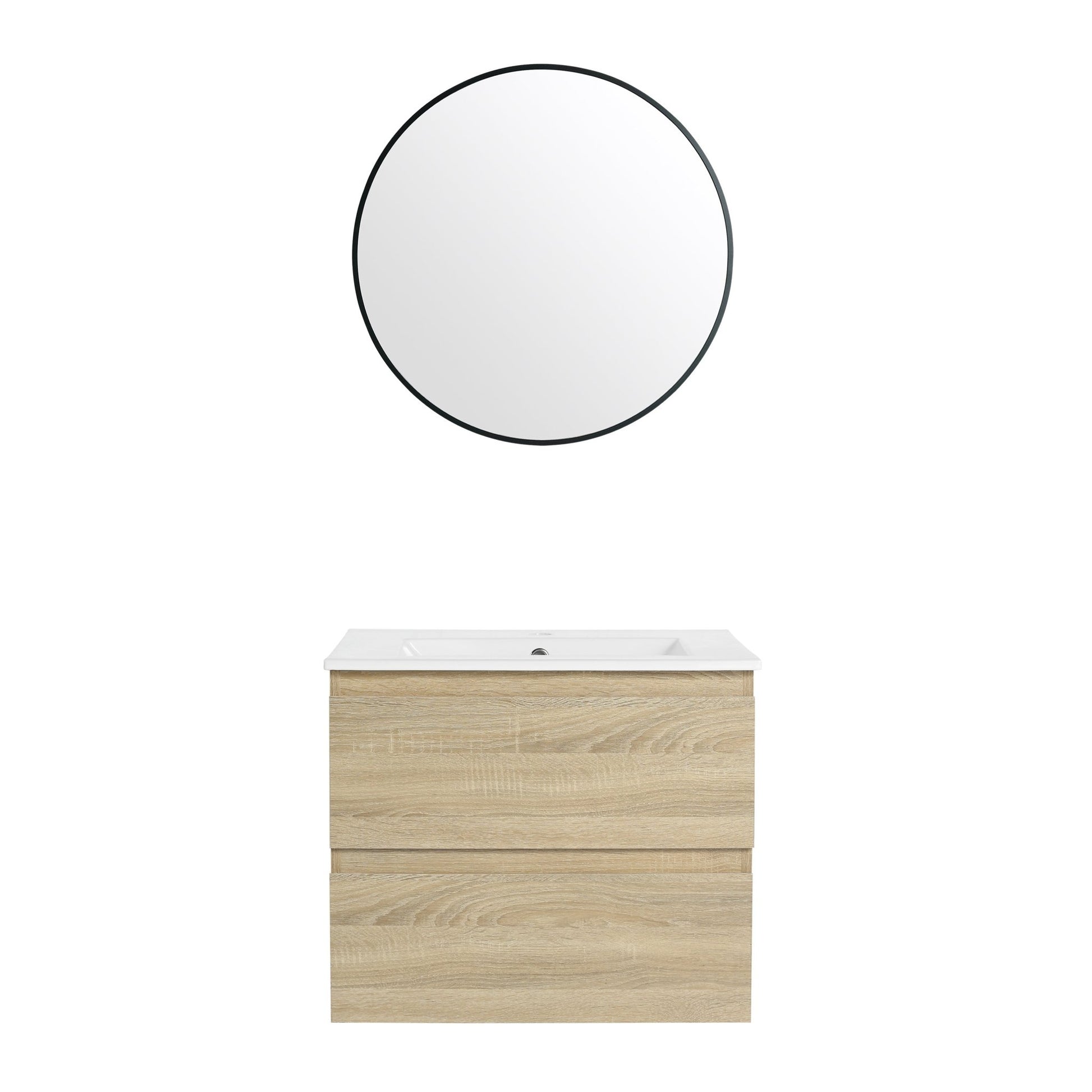 24' Wall - Mounted Bathroom Vanity With Ceramic Sink, 2 - Soft Close Drawers, KD - Package - 1st Choice Furniture Direct