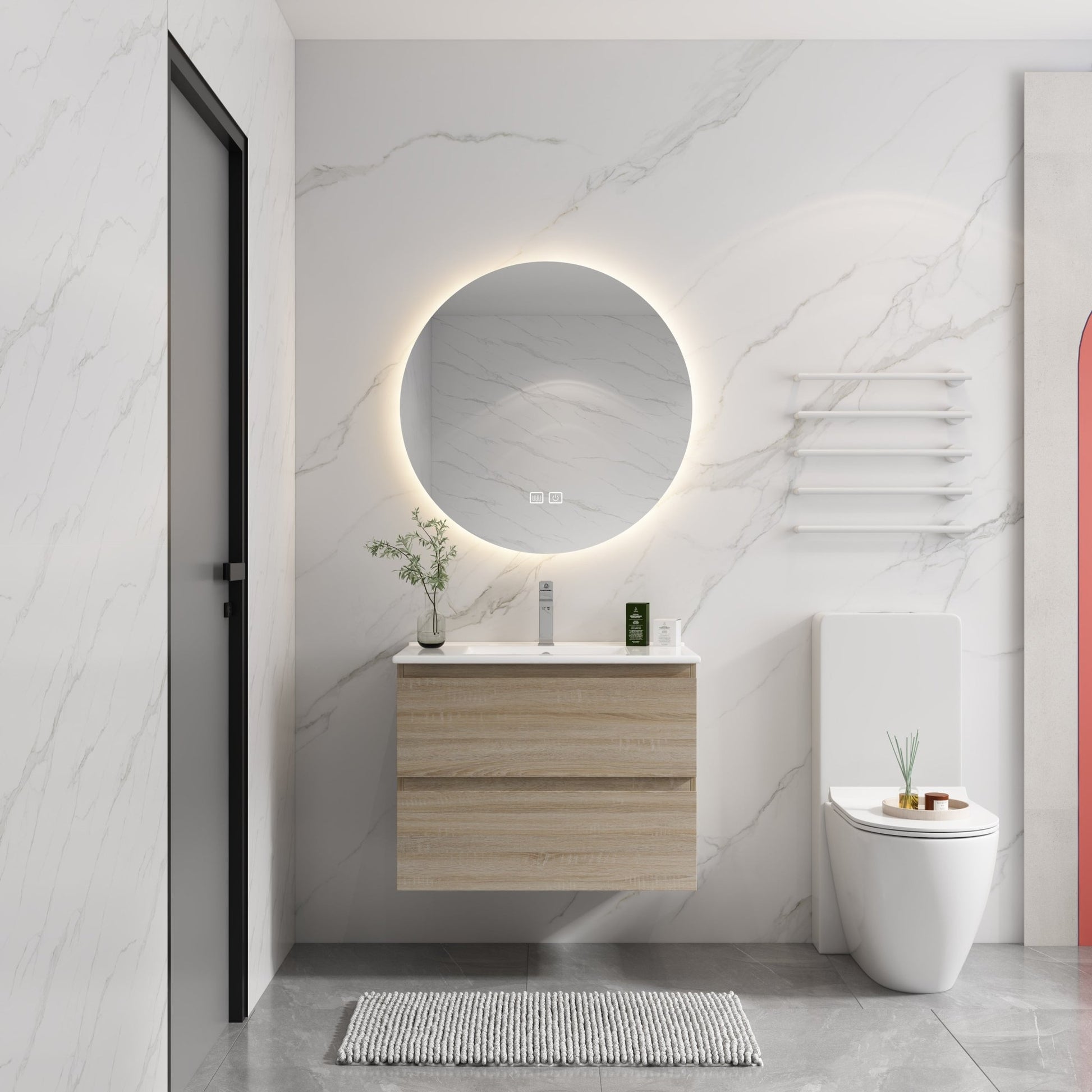 24' Wall - Mounted Bathroom Vanity With Ceramic Sink, 2 - Soft Close Drawers, KD - Package - 1st Choice Furniture Direct