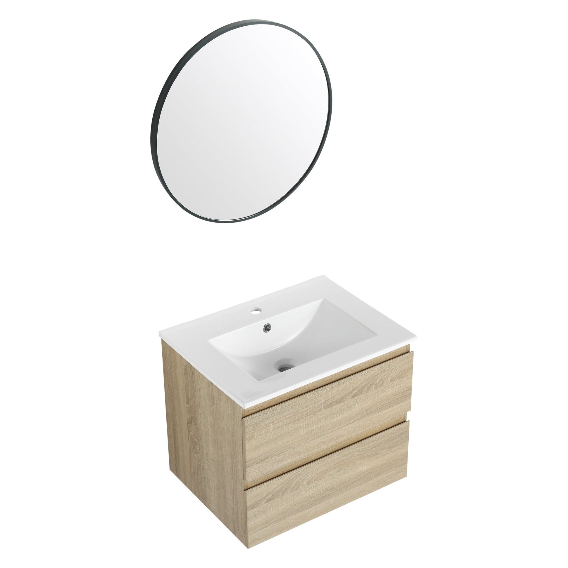 24' Wall - Mounted Bathroom Vanity With Ceramic Sink, 2 - Soft Close Drawers, KD - Package - 1st Choice Furniture Direct
