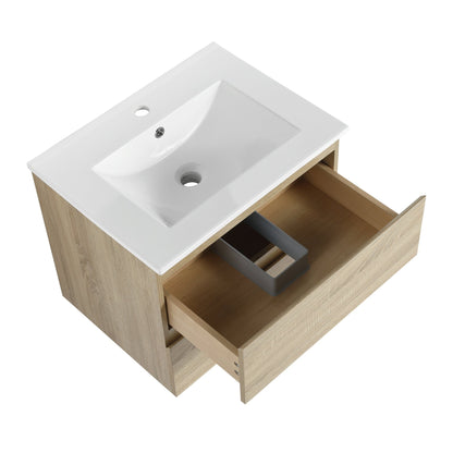 24' Wall - Mounted Bathroom Vanity With Ceramic Sink, 2 - Soft Close Drawers, KD - Package - 1st Choice Furniture Direct