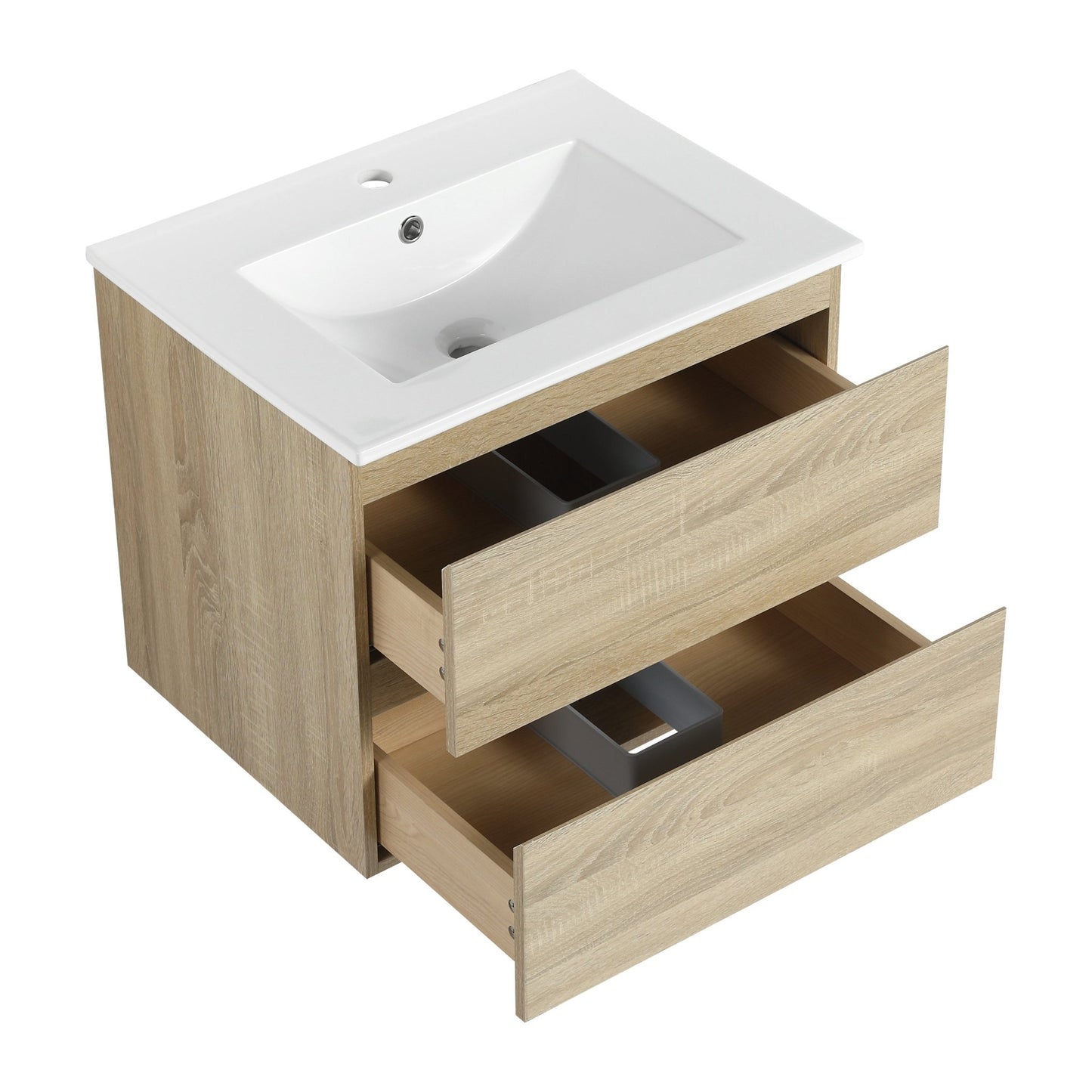 24' Wall - Mounted Bathroom Vanity With Ceramic Sink, 2 - Soft Close Drawers, KD - Package - 1st Choice Furniture Direct