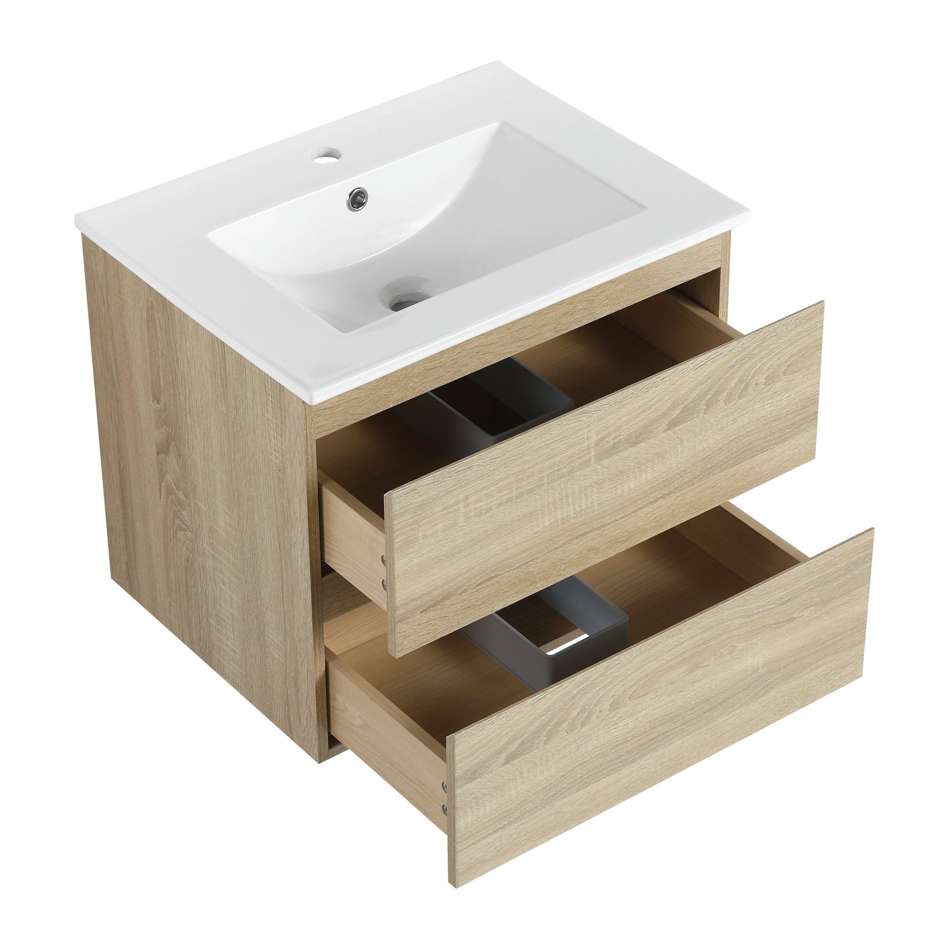 24' Wall - Mounted Bathroom Vanity With Ceramic Sink, 2 - Soft Close Drawers, KD - Package - 1st Choice Furniture Direct