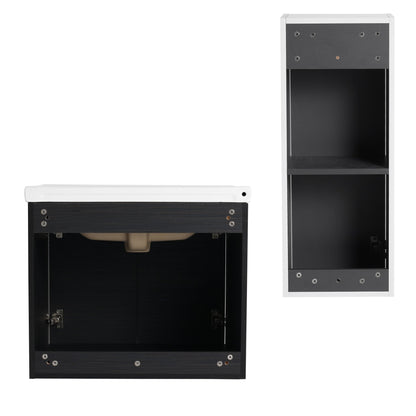 24' Wall - Mounted Bathroom Vanity With Ceramic Sink and Side Cabinet, Soft Close Doors, 00112WH - 06324BCT Combination Cabinet(KD - Packing) - 1st Choice Furniture Direct