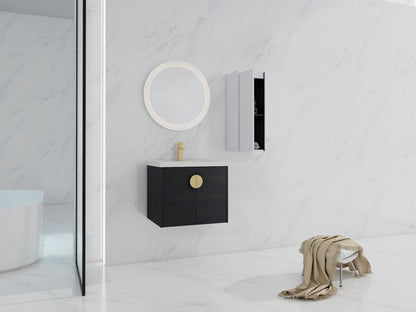 24' Wall - Mounted Bathroom Vanity With Ceramic Sink and Side Cabinet, Soft Close Doors, 00112WH - 06324BCT Combination Cabinet(KD - Packing) - 1st Choice Furniture Direct