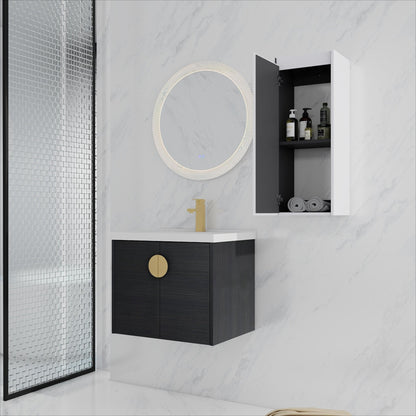 24' Wall - Mounted Bathroom Vanity With Ceramic Sink and Side Cabinet, Soft Close Doors, 00112WH - 06324BCT Combination Cabinet(KD - Packing) - 1st Choice Furniture Direct