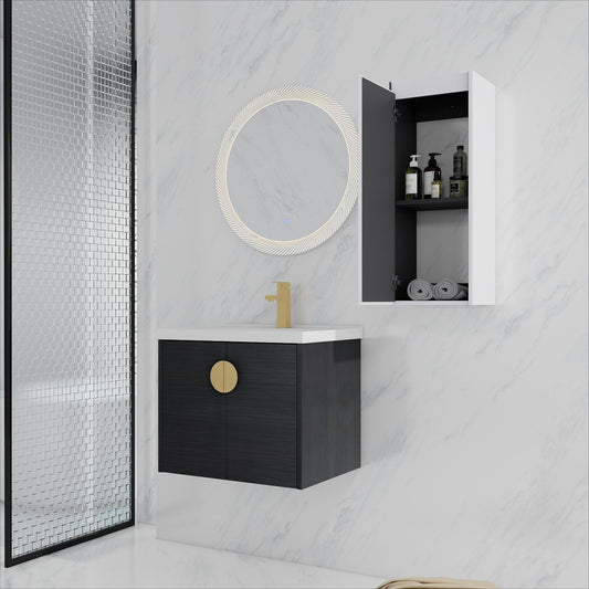 24' Wall - Mounted Bathroom Vanity With Ceramic Sink and Side Cabinet, Soft Close Doors, 00112WH - 06324BCT Combination Cabinet(KD - Packing) - 1st Choice Furniture Direct