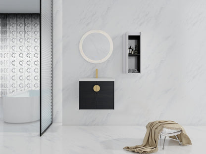24' Wall - Mounted Bathroom Vanity With Ceramic Sink and Side Cabinet, Soft Close Doors, 00112WH - 06324BCT Combination Cabinet(KD - Packing) - 1st Choice Furniture Direct