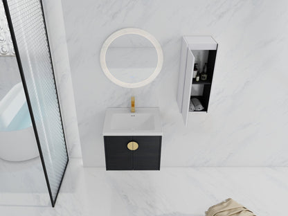 24' Wall - Mounted Bathroom Vanity With Ceramic Sink and Side Cabinet, Soft Close Doors, 00112WH - 06324BCT Combination Cabinet(KD - Packing) - 1st Choice Furniture Direct