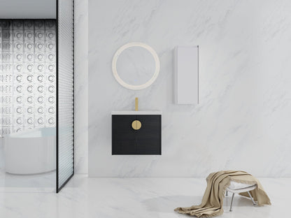 24' Wall - Mounted Bathroom Vanity With Ceramic Sink and Side Cabinet, Soft Close Doors, 00112WH - 06324BCT Combination Cabinet(KD - Packing) - 1st Choice Furniture Direct