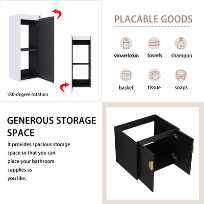 24' Wall - Mounted Bathroom Vanity With Ceramic Sink and Side Cabinet, Soft Close Doors, 00112WH - 06324BCT Combination Cabinet(KD - Packing) - 1st Choice Furniture Direct